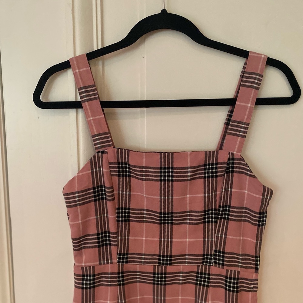 Pink Plaid Checkered Mini Dress size 4 Summer Vacation Burberry-Inspired Print - Picture 6 of 9